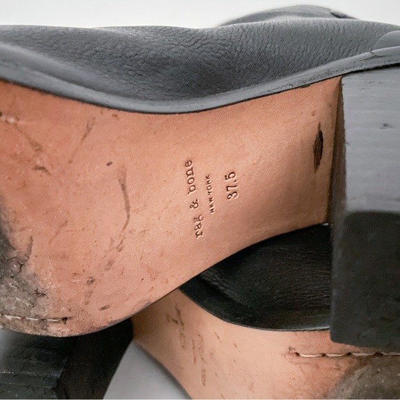 Rag & Bone Harrow Back Zip Black Leather Ankle Boots - Picture 9 of 10